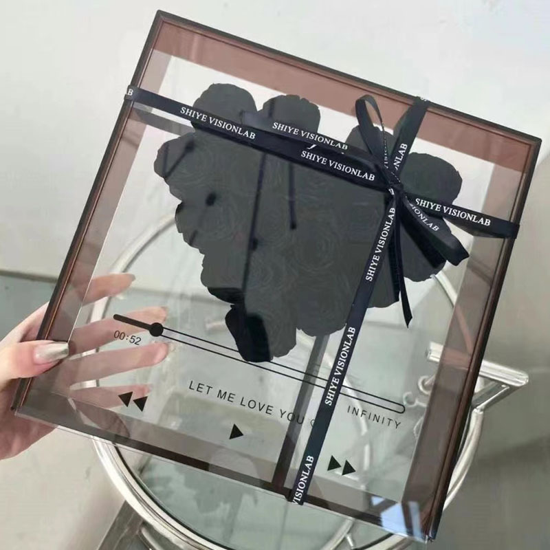 La vida eterna flores y rosas amor CD caja acrílica Qixian Día de San Valentín para enviar a la novia del día de los estudiantes regalos decoración