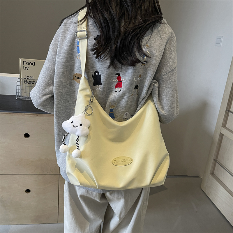 tote bag new large capacity trendy autumn simplicity solid color single-shoulder bag commuter student class fashion messenger bag