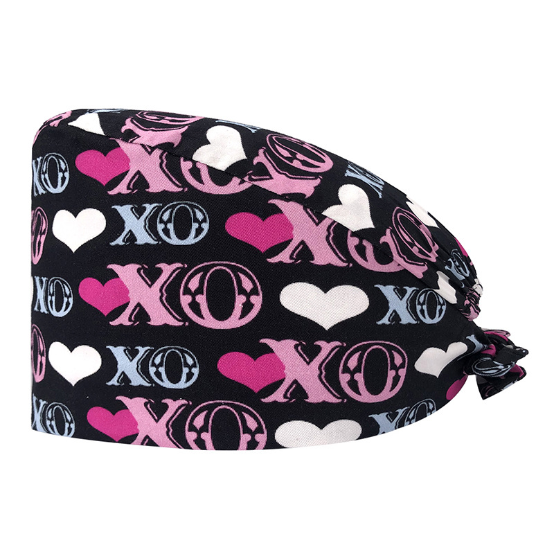 Gorro de Médico de Algodón Puro Estampado para Comercio Exterior, con Correa Ajustable con Botones, Absorbente de Sudor, Gorro de Dibujos Animados para Estudio, Gorro de Enfermera de UCI