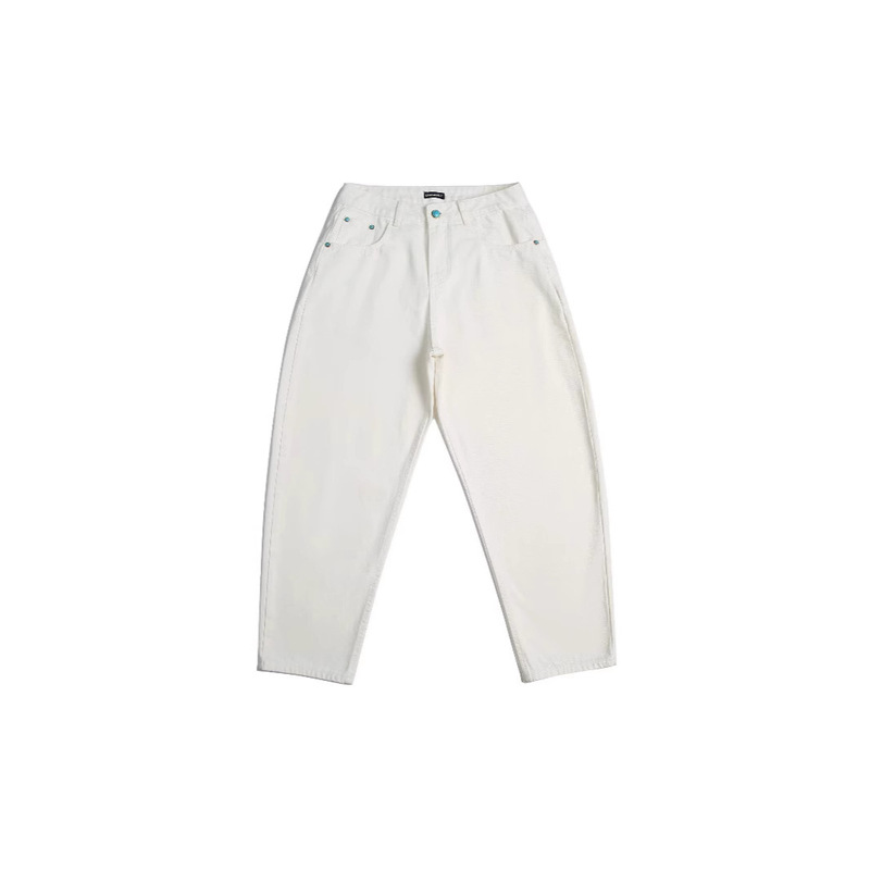Mr. Song American New Retro Wear-resistant Washed Faded White Profile Trousers Low Waist Cotton Jeans Trendy