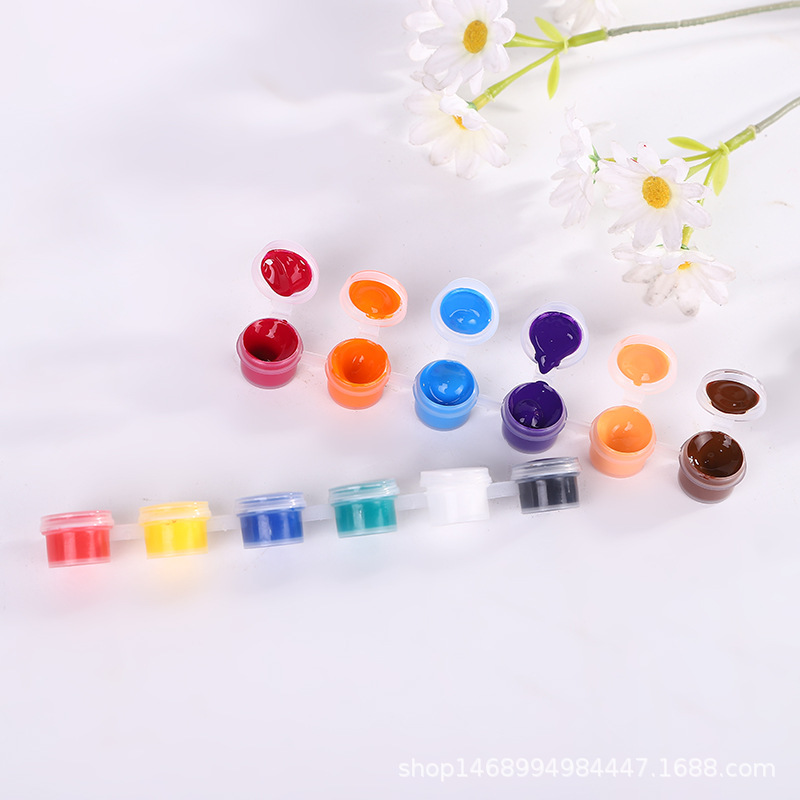 Los niños de pintura acrílica 12 colores traje 6 siameses kindergarten estudiante arte suministros graffiti DIY yeso tira pigmento