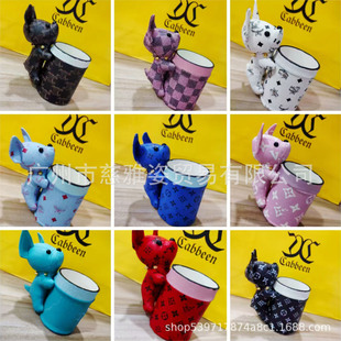 New Internet Celebrity Leather Case Pen Holder Cartoon French Bulldog Doll Gift Toy Ornaments Doll Children Wholesale