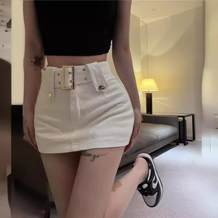 High waist slimming small hot girl retro sheath skirt women's summer elegant pure desire new A- line short skirt