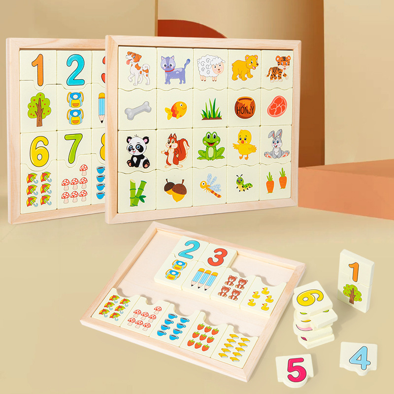 Juego cognitivo animal Ilustración digital tablero a juego Monterey educación temprana madera tablero de mano rompecabezas traje jardín de infantes