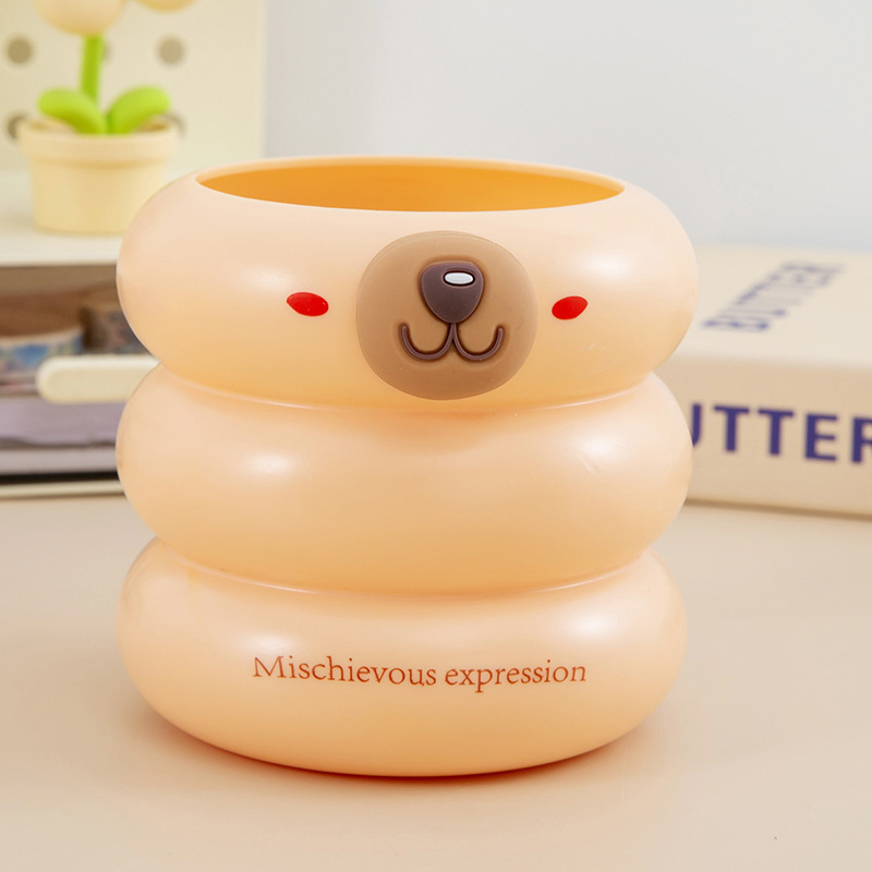 クリエイティブかわいいペンホルダーオフィス学生寮大容量デスクトップ文具ペンボックス化粧ブラシ整理収納バケツ|undefined
