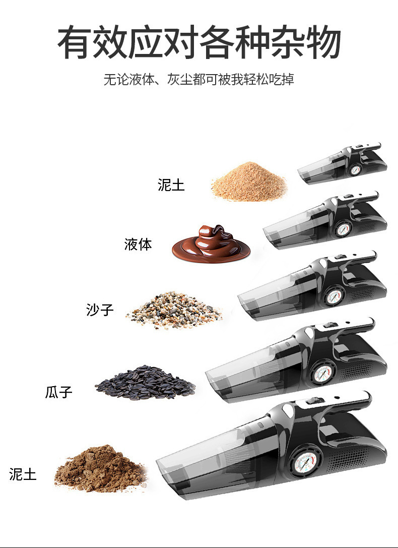 Car Vacuum Cleaner Plus Air Pump All-In-One Car Tire Inflator Household Wireless Charging Four-In-One Vacuum Cleaner