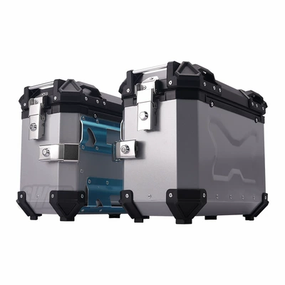 Motorcycle trunk: aluminum alloy side box - 28l-side-box-embossed-silver