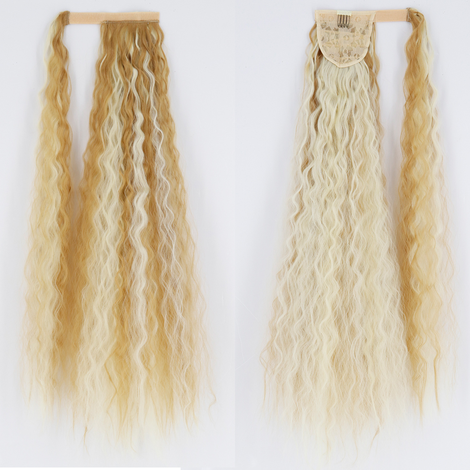 85CM peluca cola de caballo velcro maíz caliente cola de caballo largo cabello rizado fibra de caballo