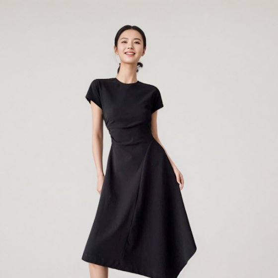 French Style Black Knitted dress Women's Summer Elegant High-end Sense Slim-fit Chic Long Dress Elegant A- line Large Dress