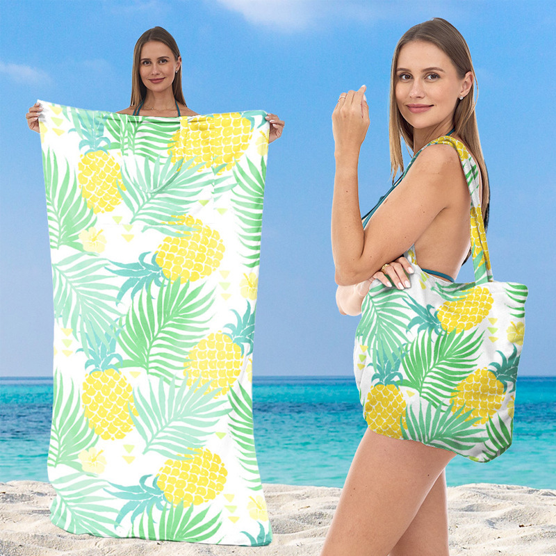 Microfiber Printed Beach Towel, Two-In-One Towel Backpack, Beach Surfing Body Wiping Towel