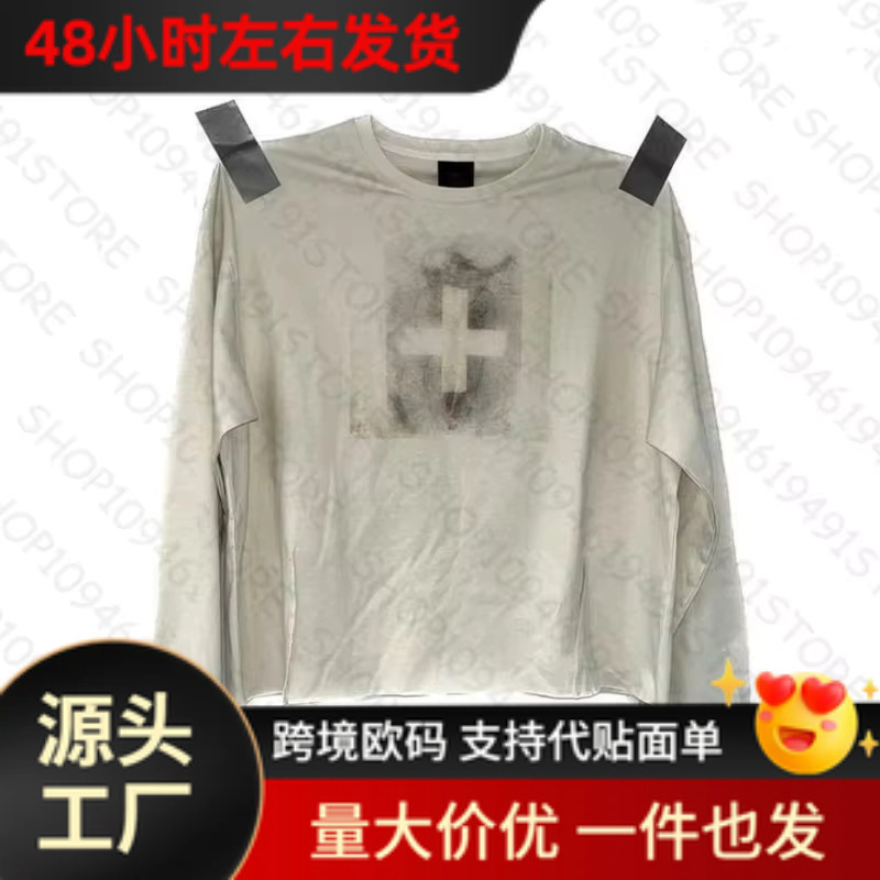 Pure cotton aesthetic retro women's letter print casual long-sleeve Y2k top emo girl t-shirt street factory wholesale Pure cotton aesthetic retro women's letter print casual long-sleeve Y2k top emo girl t-shirt street factory wholesale