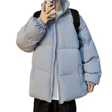 2022冬季新款男純色立領加厚面包服韓版青年時尚休閑棉衣開衫外套
