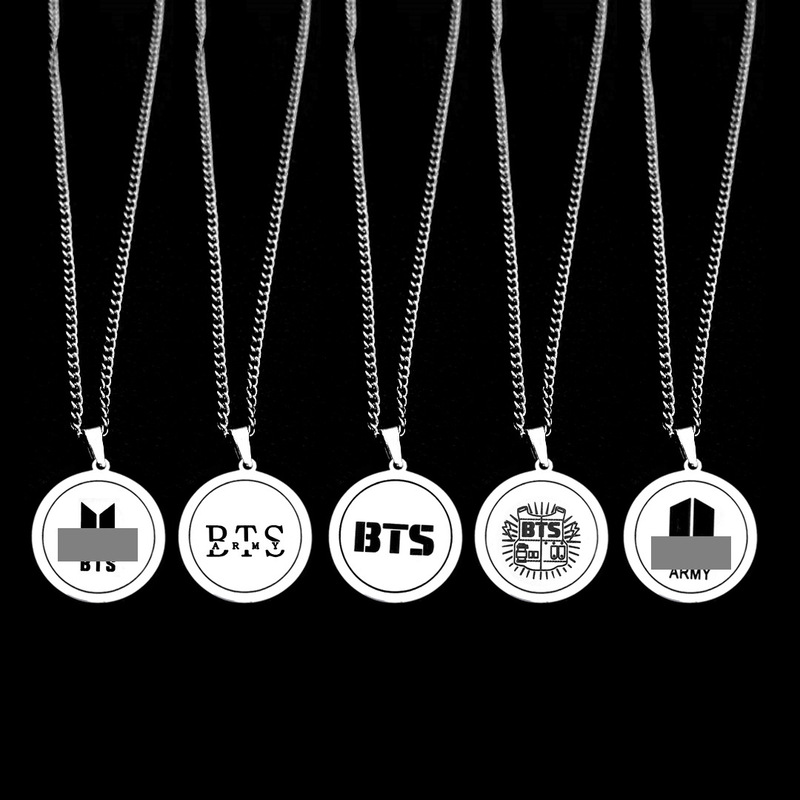 Factory direct BTS peripheral anti-TAN youth group LOGO pendant stainless steel tag necklace titanium steel chain pendant