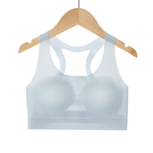 Sports girls' underwear during growth period, fixed cup, thin, traceless, breathable, cool, racer-back beautiful back bra
