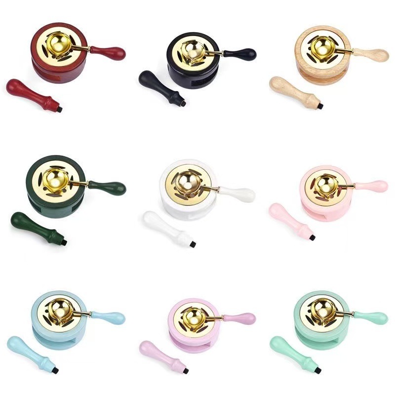 Fire Paint Seal 3-Piece Set Wholesale Retro Solid Wood Macaron Color Fire Paint Furnace Spoon Handle Accessories Tools