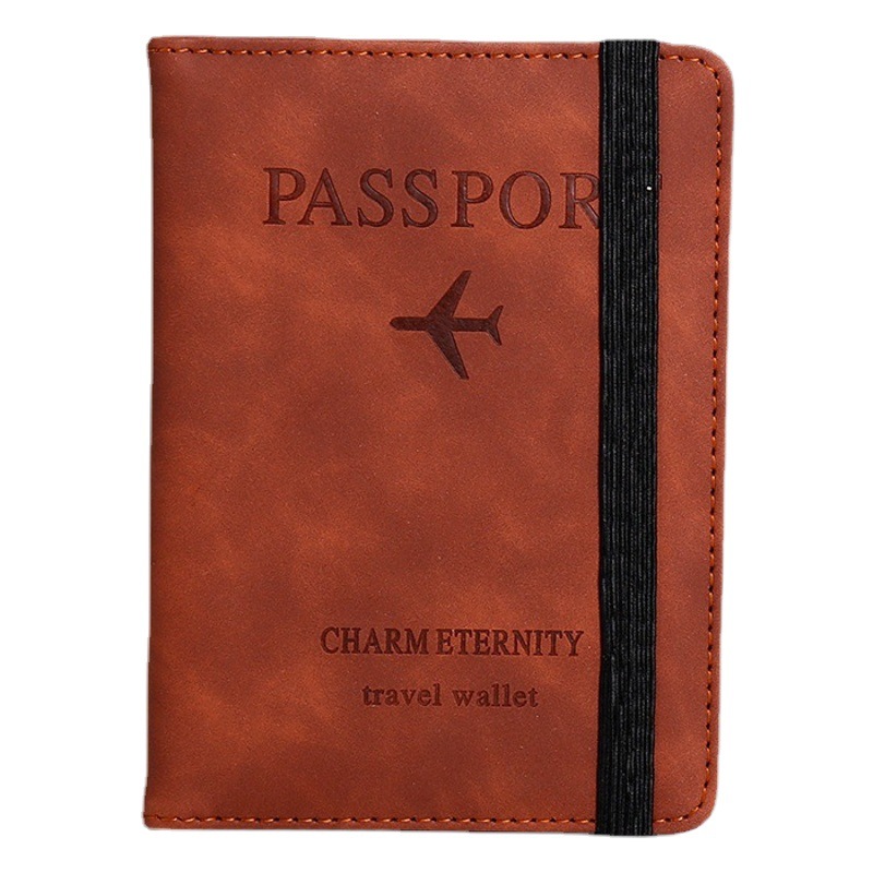 Pu Leather Strap Passport Holder Rfid Passport Cover Protective Case for International Travel Wallet Card Holder Ticket Holder Document Holder