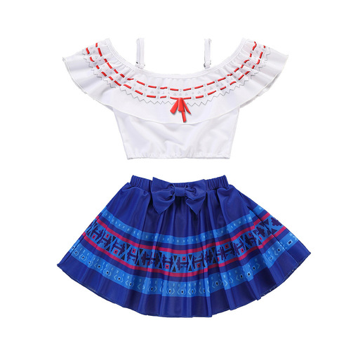 Cross-border European and American children's elastic swimsuit two-piece set new magic full house Encanto girls' one-shoulder swimsuit