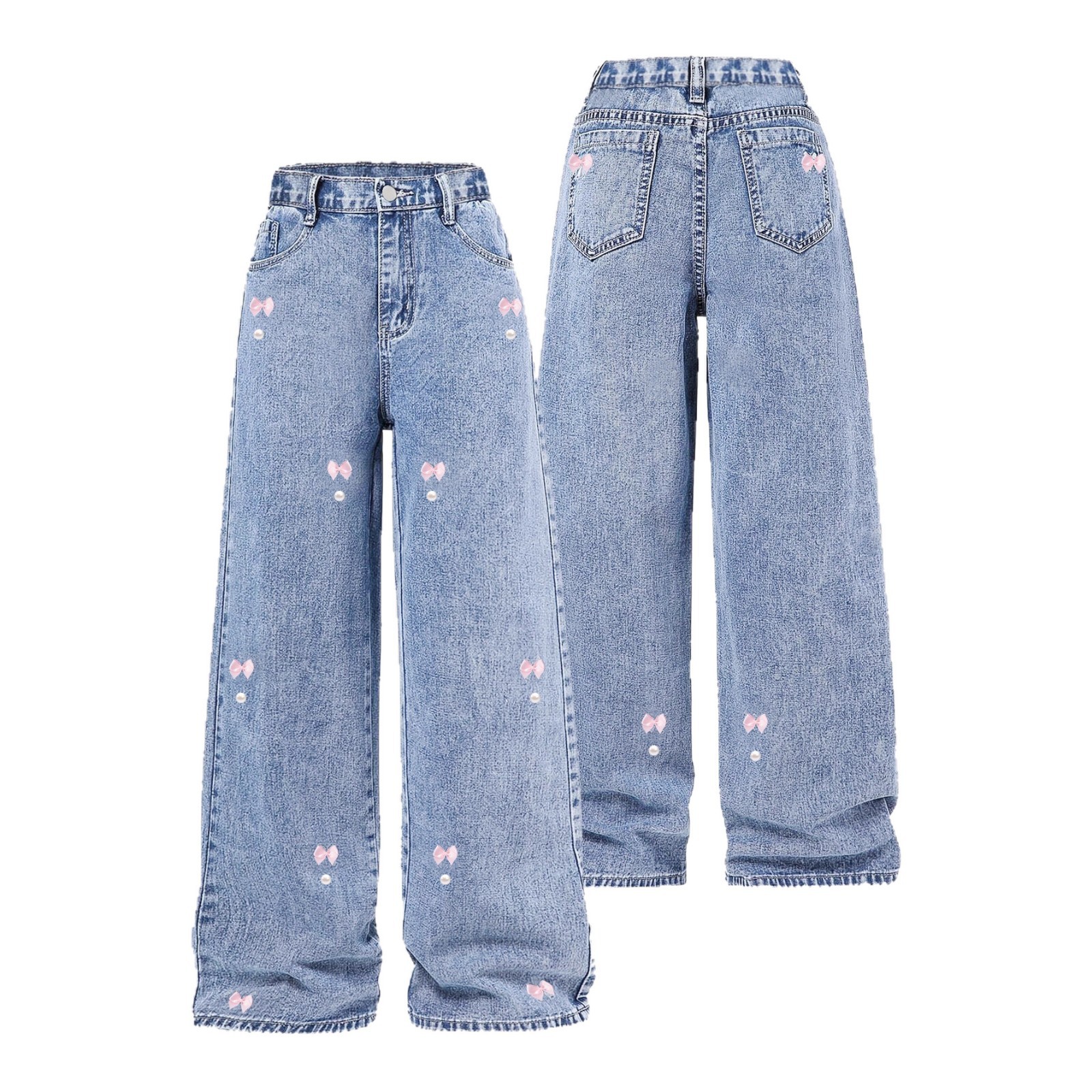 Retro Washed High Waist Women's Straight Wide Leg Jeans - Loose Fit Denim Pants For Casual & Chic Style_mkmklike.com