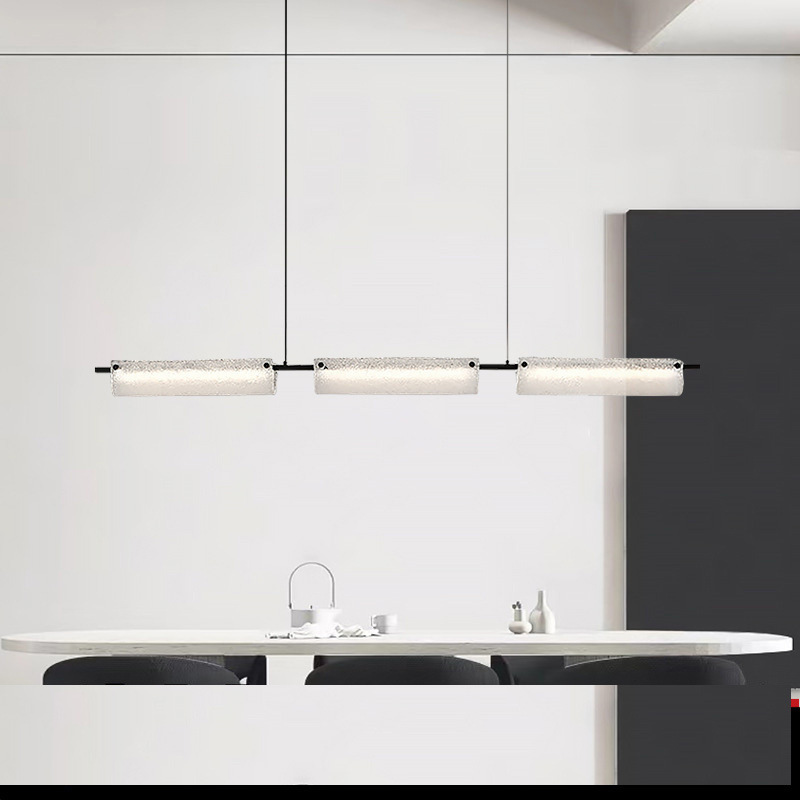 Italiano minimalista lujoso candelabro moderno de alta gama de vidrio nublado bronce creativo lámparas de restaurante