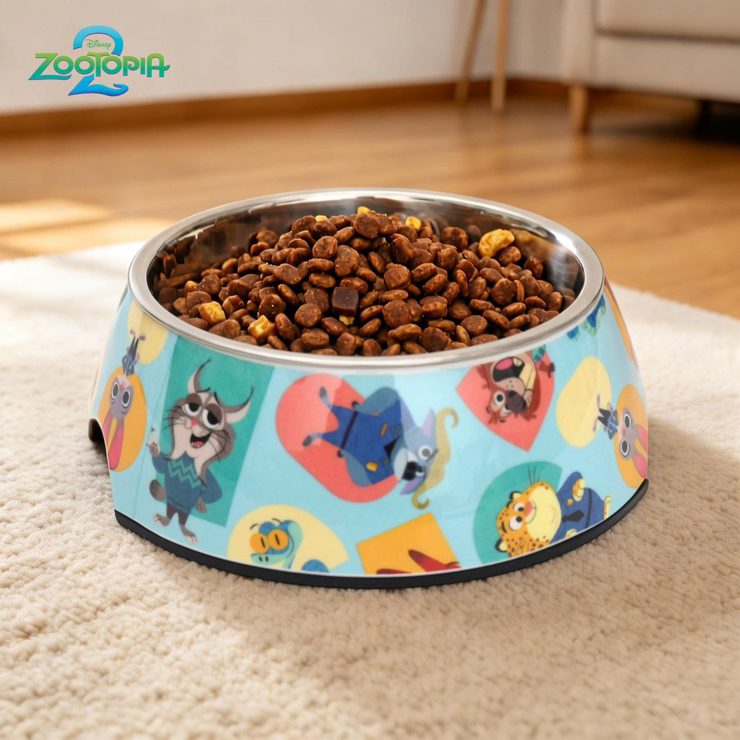 Huayuan Disney Pet Bowl series Crazy Zoo City doble capa de acero inoxidable separable cuenco de agua