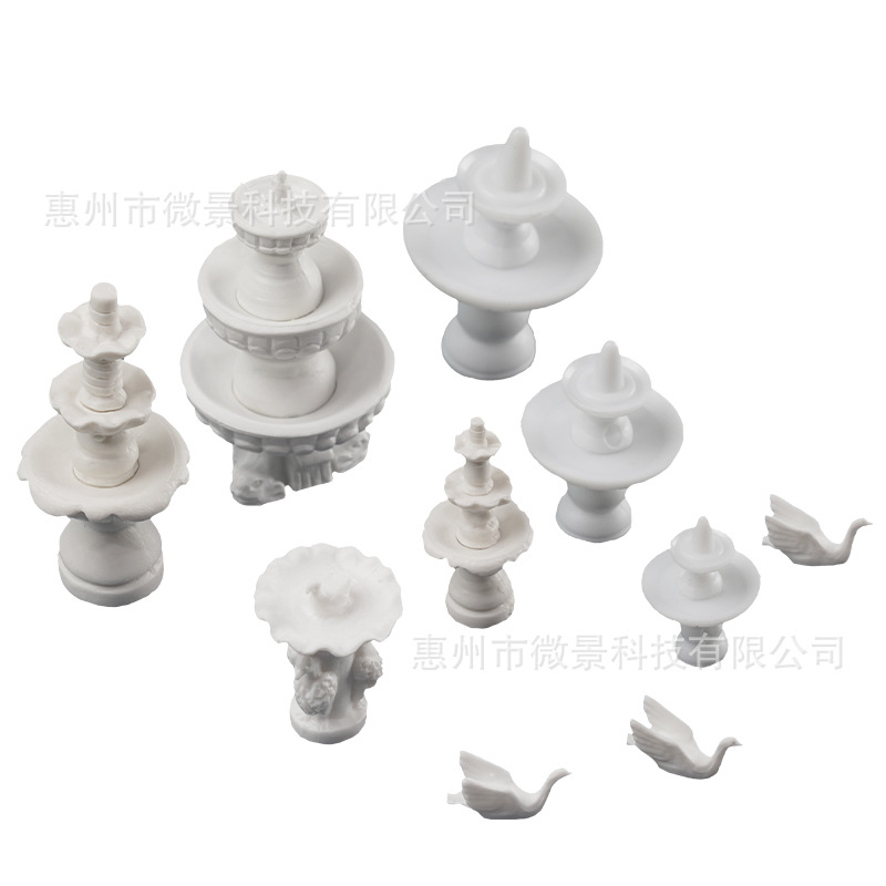 DIY 수제 건물 모래 테이블 모델 소재 야외 장식 정원 광장 장면 조각 크리스탈 조각 분수