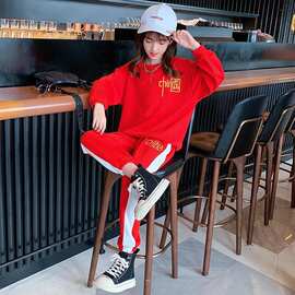 女童运动套装春秋新款中大童帅气套装网红洋气时尚休闲中国风套装