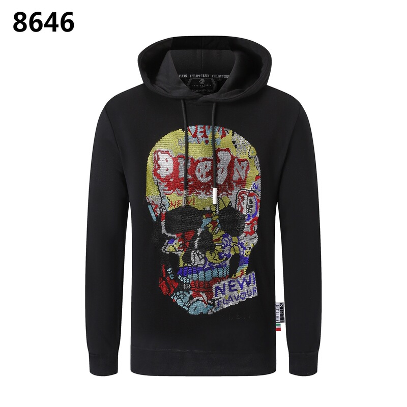 Philip Plann's New Autumn and Winter Men's Sweatshirt, European and American Street Fashion, Rhinestone Skull Hooded Casual Sweatshirt for Trendy Men Philip Plann's New Autumn and Winter Men's Sweatshirt, European and American Street Fashion, Rhinestone Skull Hooded Casual Sweatshirt for Trendy Men
