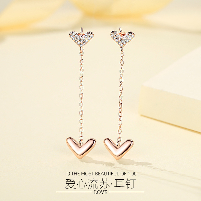 S925 plata esterlina encantadora larga borla pendientes accesorios de moda pendientes japonés y coreano estilo simple nueva moda joyería de plata