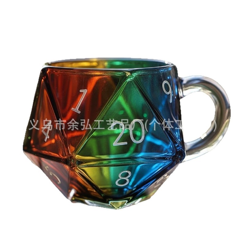 跨境新品Rainbow D20 Dice Cup龙与地下城彩虹 D20 骰子杯|undefined