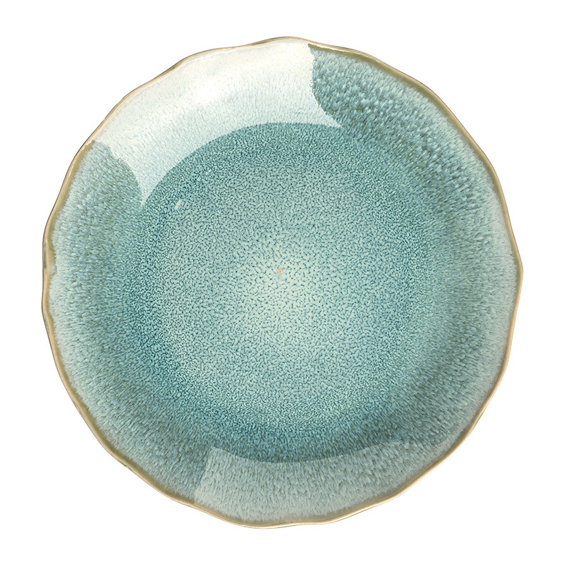 Plato de cerámica japonesa retro, plato de carne, plato de pasta, platos caseros, plato de desayuno, plato de postre