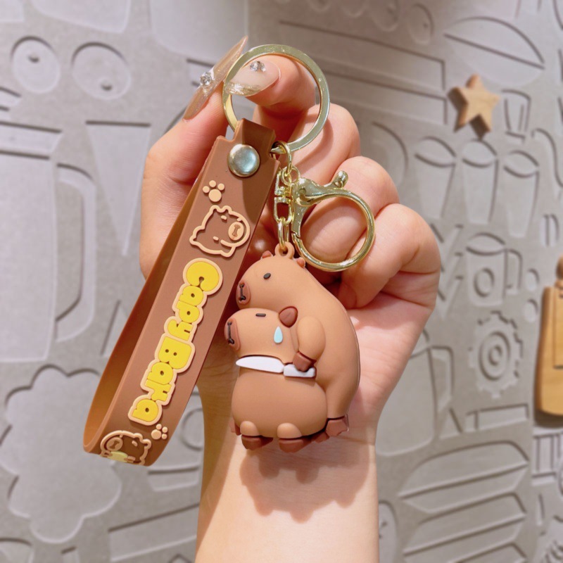 ハンバーガーカピバラクリエイティブ小さなギフトキーホルダー PVC ソフトラバーバッグカピバラキーホルダーペンダント人形|undefined
