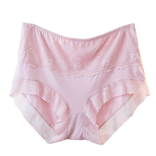 Women's Large Size Lace Edge High-Waist Seamless Abdominal Control Hip Lift Large Plus Size Maternity Seamless Triangle Panties