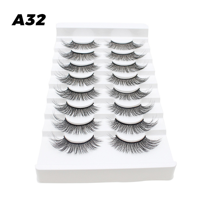 DINGSEN fuente transfronteriza fábrica pestañas falsas 8 pares de pestañas naturales gruesas de gran volumen LOGO