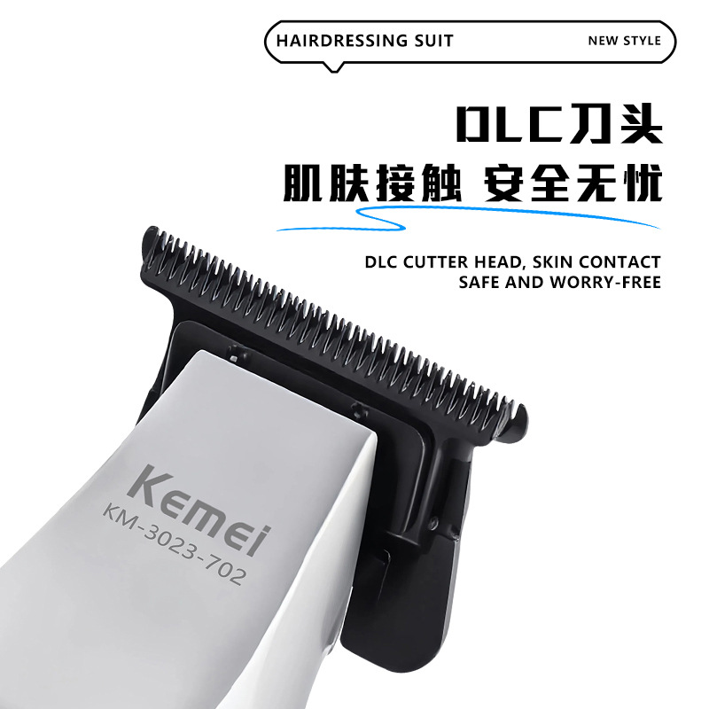 Cortadora de Pelo Eléctrica Profesional KM-3023 de Metal Silencioso con Pantalla Digital para Peluquería