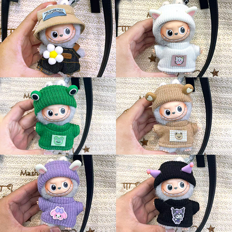 Only Clothes 4Th Generation Trendy Brand Baby Clothes 10cm Labubu 4.0 Replacement Outfit Heart Code Mini Labubu Set