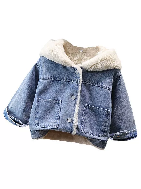 Winter children's denim demi-season down jacket girl's, western style, increased thickness