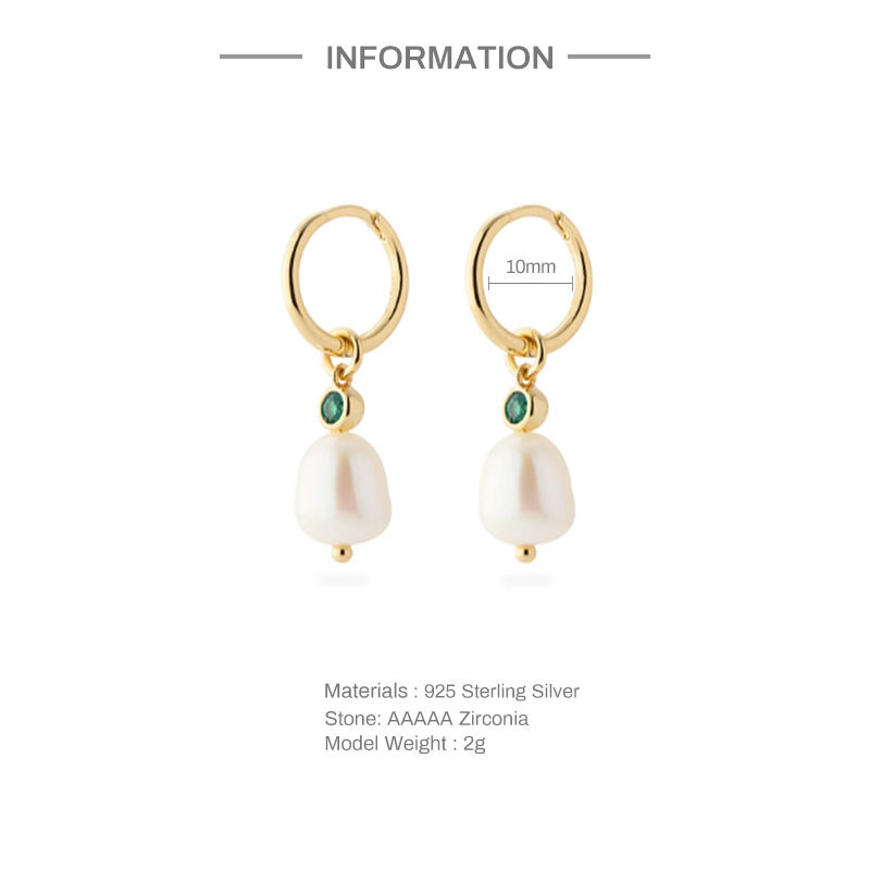 Fashion Square Heart Shape Sterling Silver Pearl Inlay Zircon Drop Earrings 1 Pair