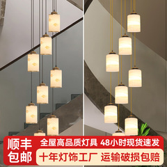 階段シャンデリア客間灯別荘自建房吊り線回転階段灯led現代シンプル大気灯具