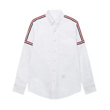 TB JL潮牌张杰同款牛津纺衬衫休闲长袖双肩彩织带衬衣欧美白衬衣