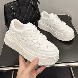 High Version ~ Uncle Robust's Same Quality 2024 Spring New Thick-Soled Inner Heightening White Shoes Casual Leather Sneakers