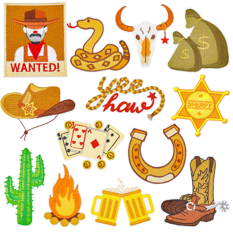New Cross-border Western Denim Sticker Yellow Garment Accessories Embroidery Sticker Computer Armband Embroidery Patch Sticker Seam-free