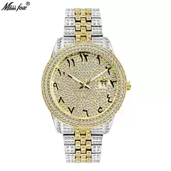 MISFOX New Watch Foreign Trade Gold High-end Full Diamond Arabic Gypsophila Waterproof Quartz Men's Watch