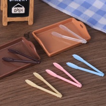 迷你微缩夹子仿真托盘面包夹 娃娃屋厨房玩具摆件 塑料夹diy手工
