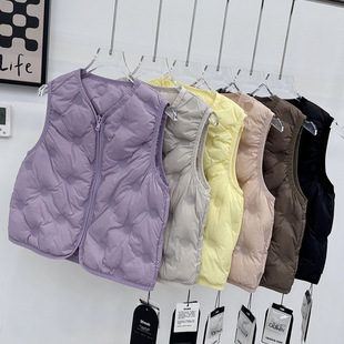 Seamless Laminated Kidsren's 90 White Duck down Vest 2025 Small and Medium-Sized Kidsren's Lightweight Hooded down Jacket Export