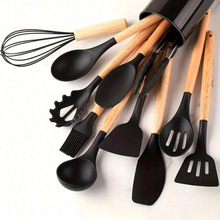 T 60234 Wooden handle silicone non-stick spatulas ľ���轺��