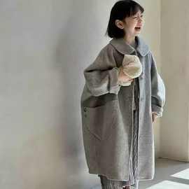 女童外套秋冬款2025新款韩系穿搭感童装儿童夹棉加厚毛呢大衣