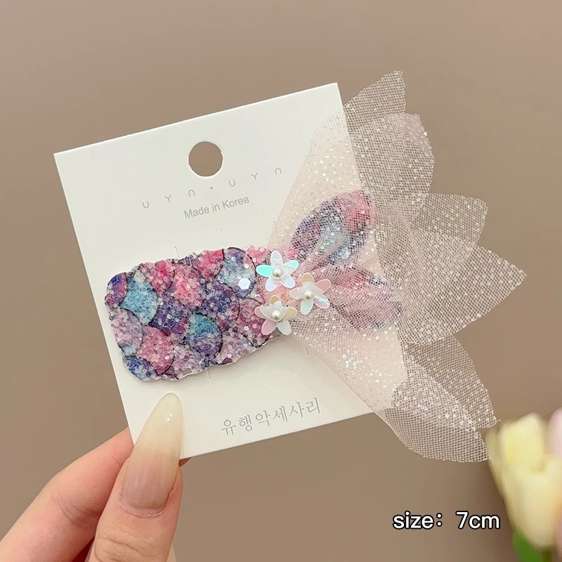 Clips de cabello de cola de sirena brillante para niños frente lateral frangeo clips de cabello rotos clips de cabello de princesa de niña