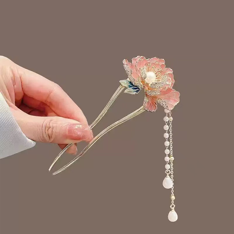 Super Fairy Tassel Peony Hairpin New Chinese High-end Hairpin Women's Antique Hanfu Headwear Horse Skirt National Style Accessories