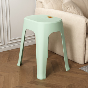 Thickened Plastic High Stool Household Living Room Stackable Non-Slip Adult Dining Table Stool Cream Style Simple Style Dining Stool
