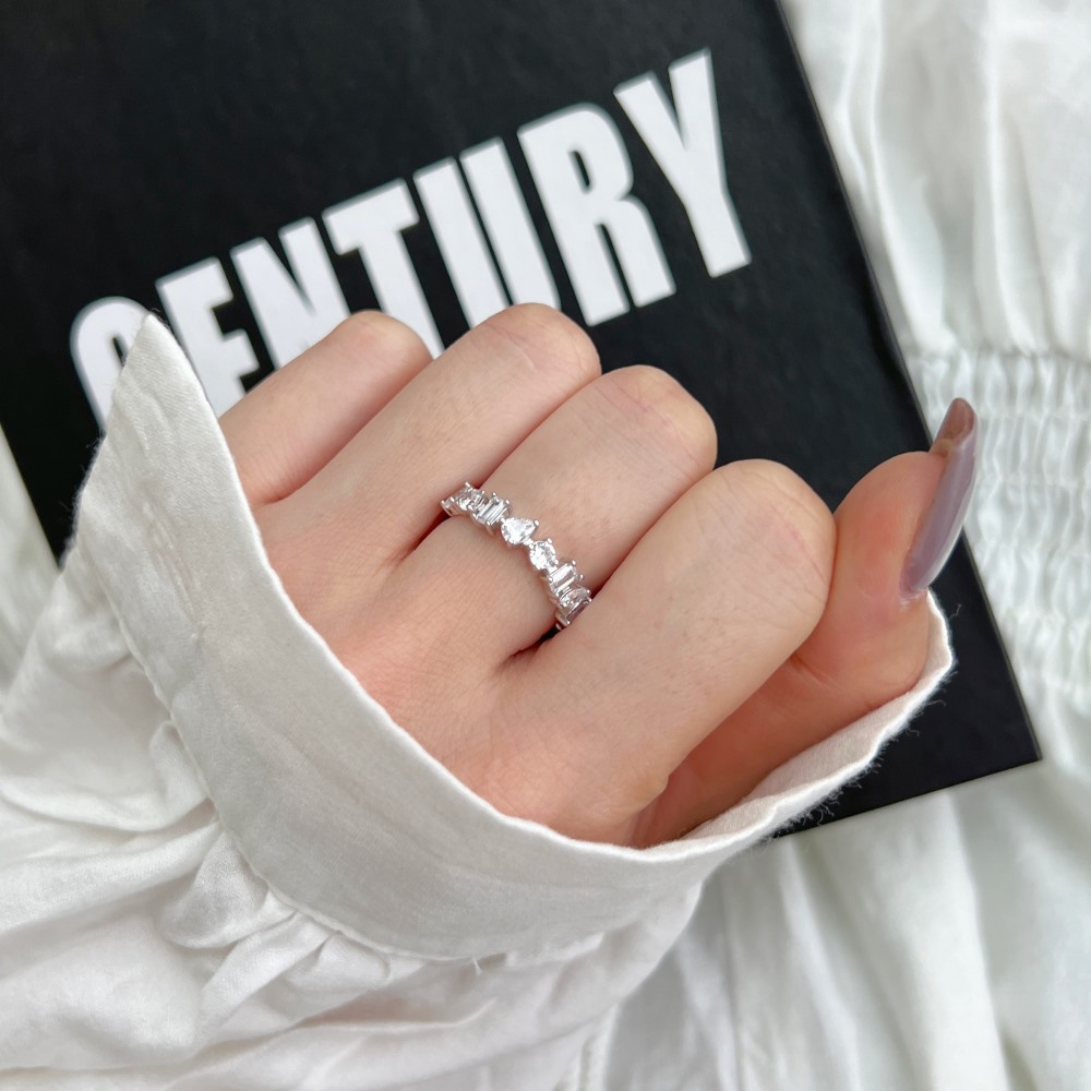 6g Weight Zircon Inlay Material Rings Classification 5, 9, Adjustable Ring Size 1 Piece Quantity Holiday, Daily Occasion 925 Sterling Silver Material Geometric Pattern Women's Gender Plating, Inlay Design Basic, Modern Style, Classic Style Style 925 Sterling Silver Zircon Geometric Rings 23